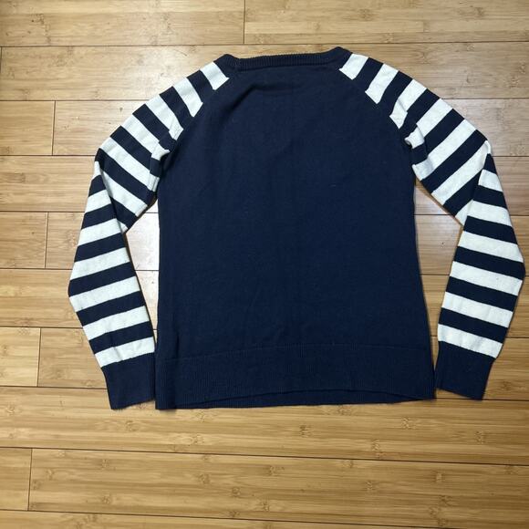 Love Hanna Women S Navy Floral Stripe Sweater Crewneck Knit Pullover Cotton Wool - Picture 5 of 5